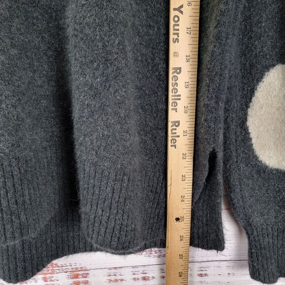 Madewell Womens XS Wool Blend Dotted Bartlett V-Neck Sweater Gray Polka Dot - Picture 3 of 9